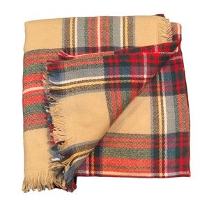Plaid square soft fringed scarf